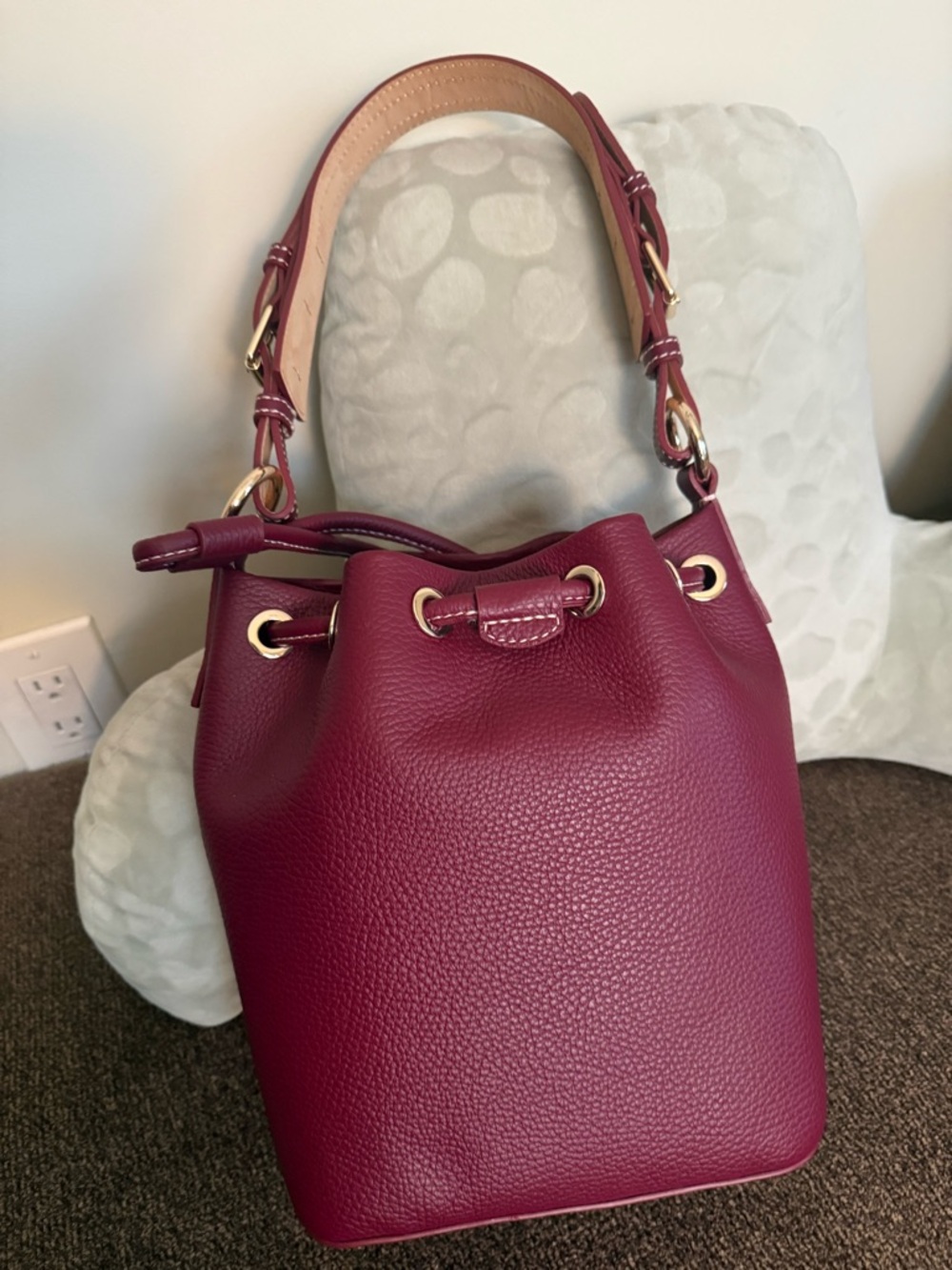 Dooney & Bourke Lucca Leather Small Drawstring
In Wine in EUC - Picture 2 of 5